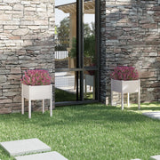 Plantenbak massief grenenhout wit 50x50x70 cm 2 stuks