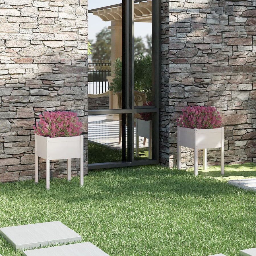 Plantenbakken 50X50X70 Cm Massief Grenenhout 2 1 Wit