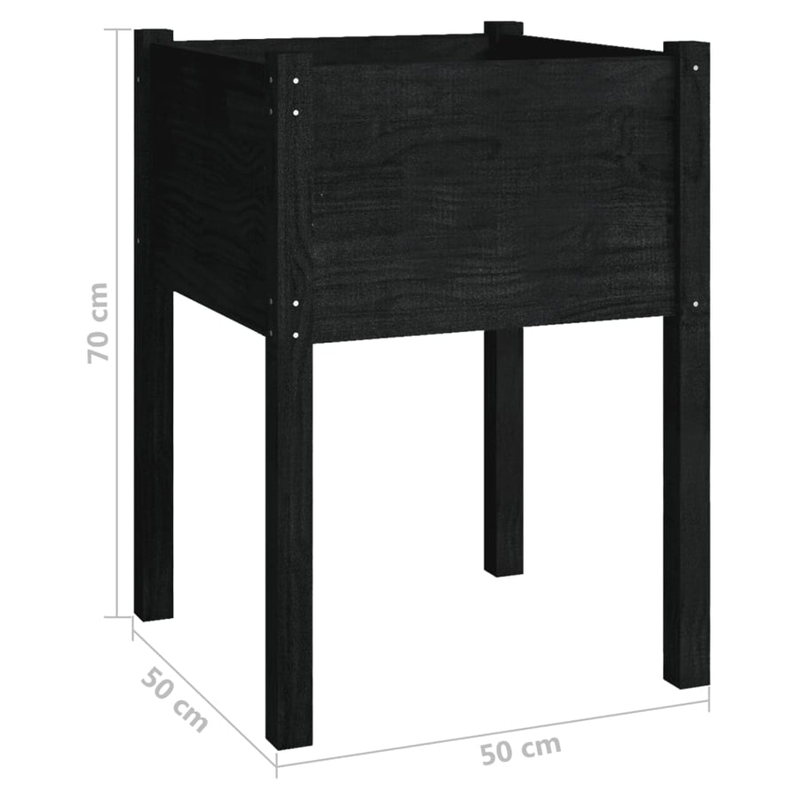 Plantenbak 50X50X70 Cm Massief Grenenhout 1 Zwart