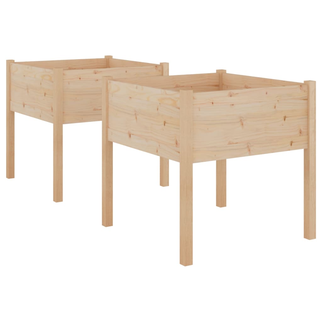 Plantenbakken 70X70X70 Cm Massief Grenenhout 2 Naturel