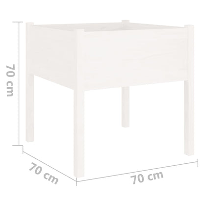 Plantenbak 70X70X70 Cm Massief Grenenhout 1 Wit