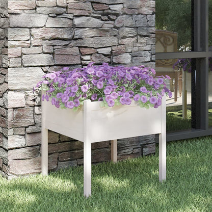 Plantenbak 70X70X70 Cm Massief Grenenhout 1 Wit