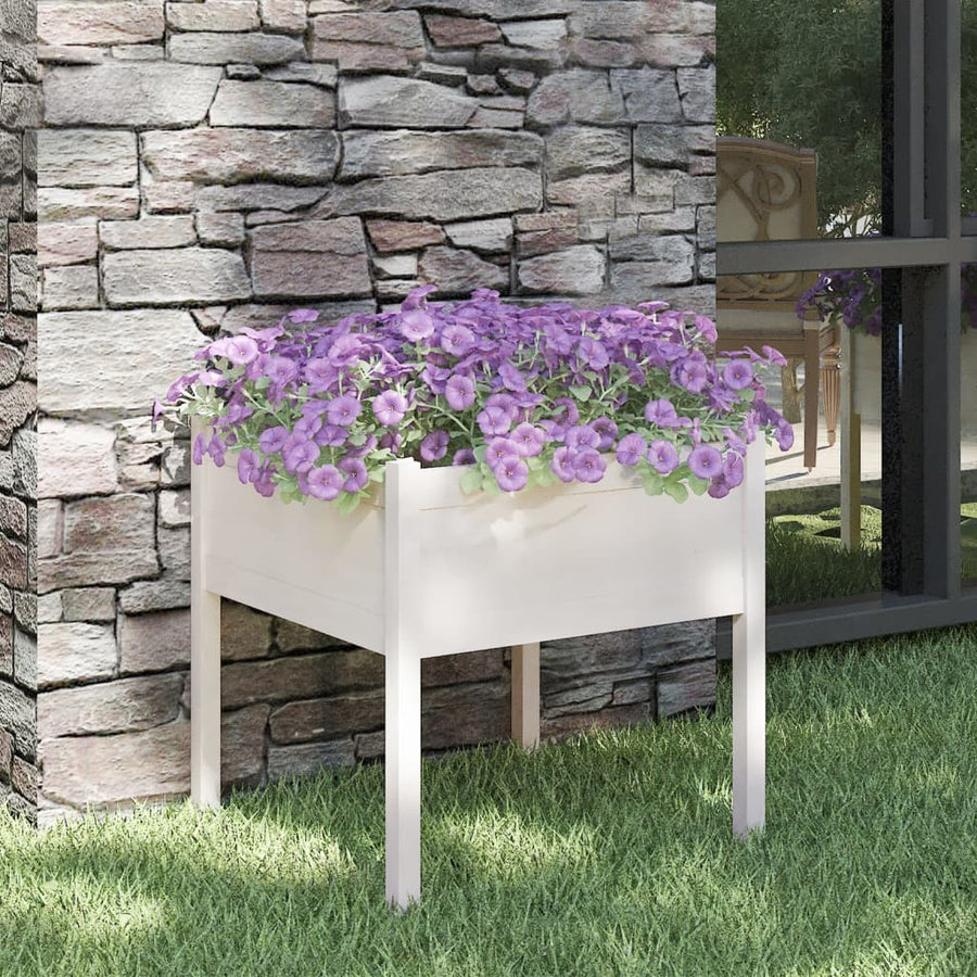 Plantenbak 70X70X70 Cm Massief Grenenhout 1 Wit