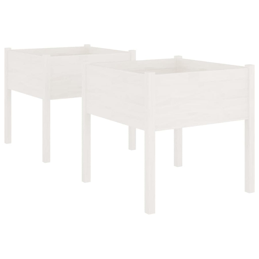 Plantenbakken 70X70X70 Cm Massief Grenenhout 2 Wit