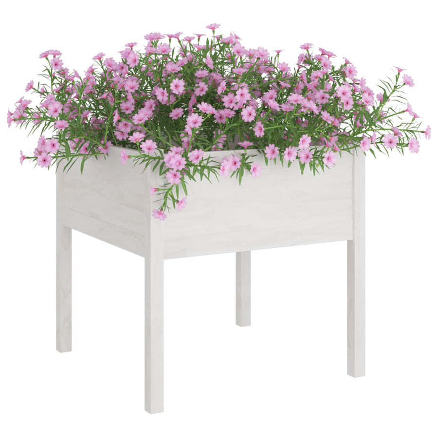 Plantenbakken 70X70X70 Cm Massief Grenenhout 2 Wit