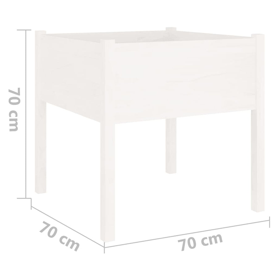 Plantenbakken 70X70X70 Cm Massief Grenenhout 2 Wit