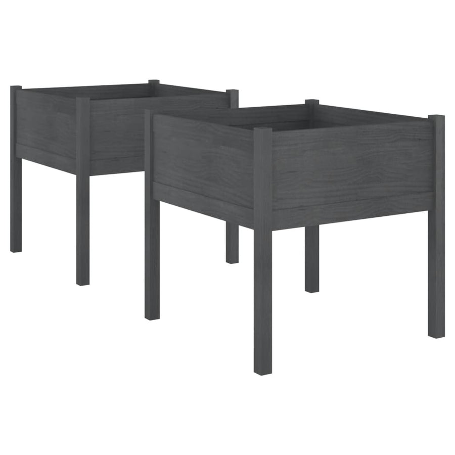 Plantenbakken 70X70X70 Cm Massief Grenenhout 2 Grijs