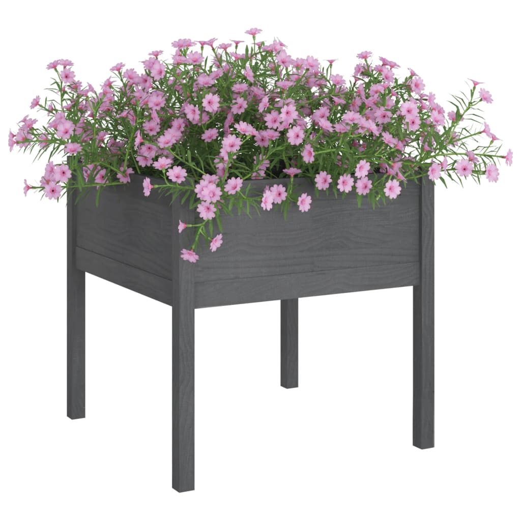 Plantenbakken 70X70X70 Cm Massief Grenenhout 2 Grijs
