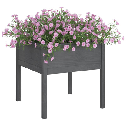 Plantenbakken 70X70X70 Cm Massief Grenenhout 2 Grijs