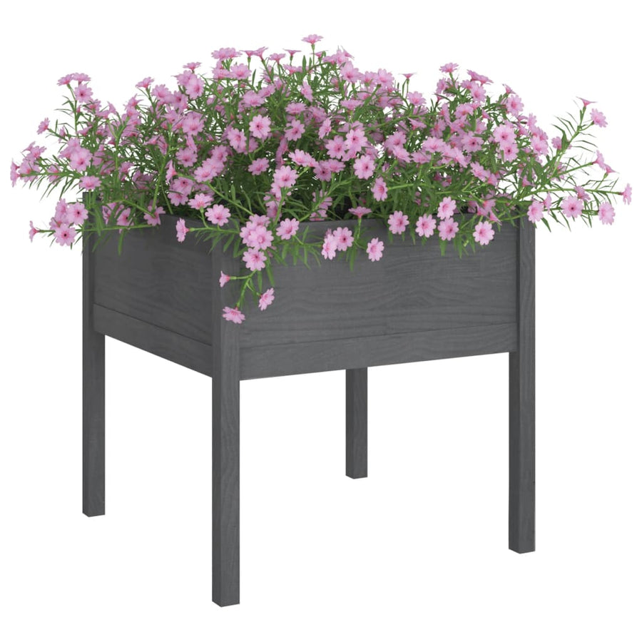 Plantenbakken 70X70X70 Cm Massief Grenenhout 2 Grijs