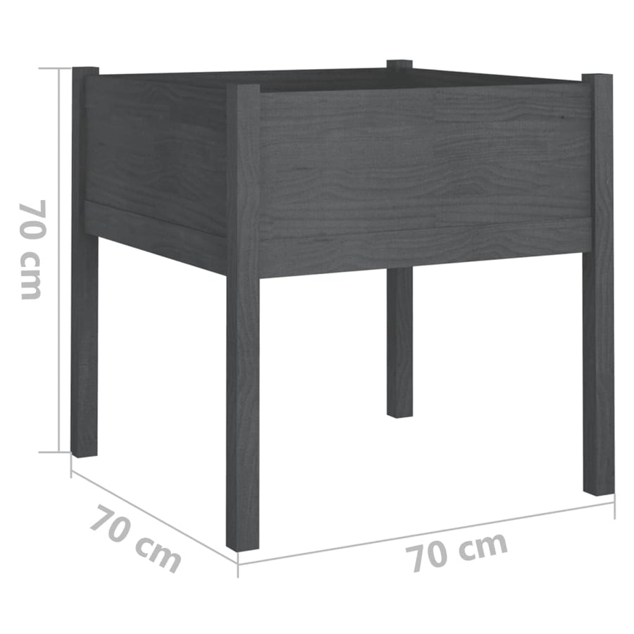 Plantenbakken 70X70X70 Cm Massief Grenenhout 2 Grijs