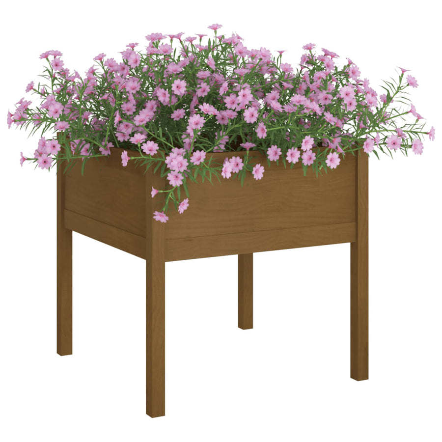 Plantenbak 70X70X70 Cm Massief Grenenhout 1 Honingbruin
