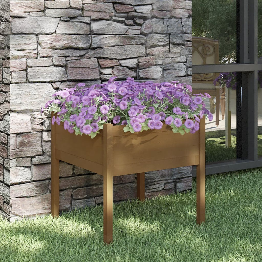 Plantenbak 70X70X70 Cm Massief Grenenhout 1 Honingbruin