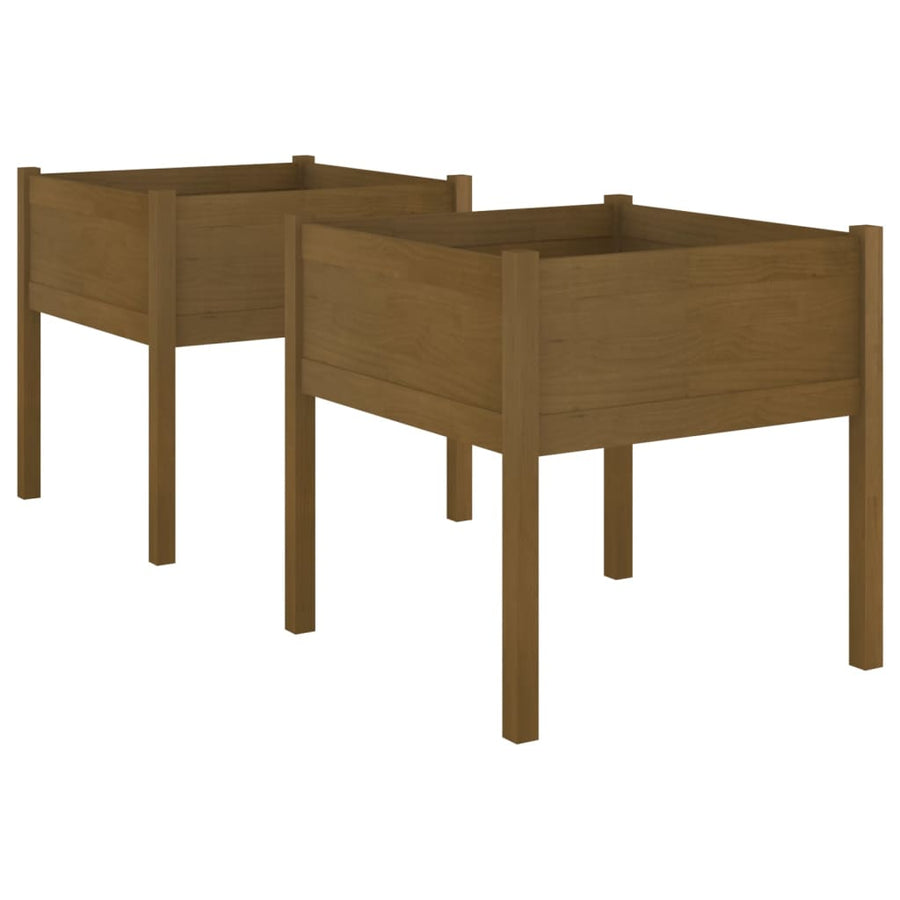 Plantenbakken 70X70X70 Cm Massief Grenenhout 2 Honingbruin