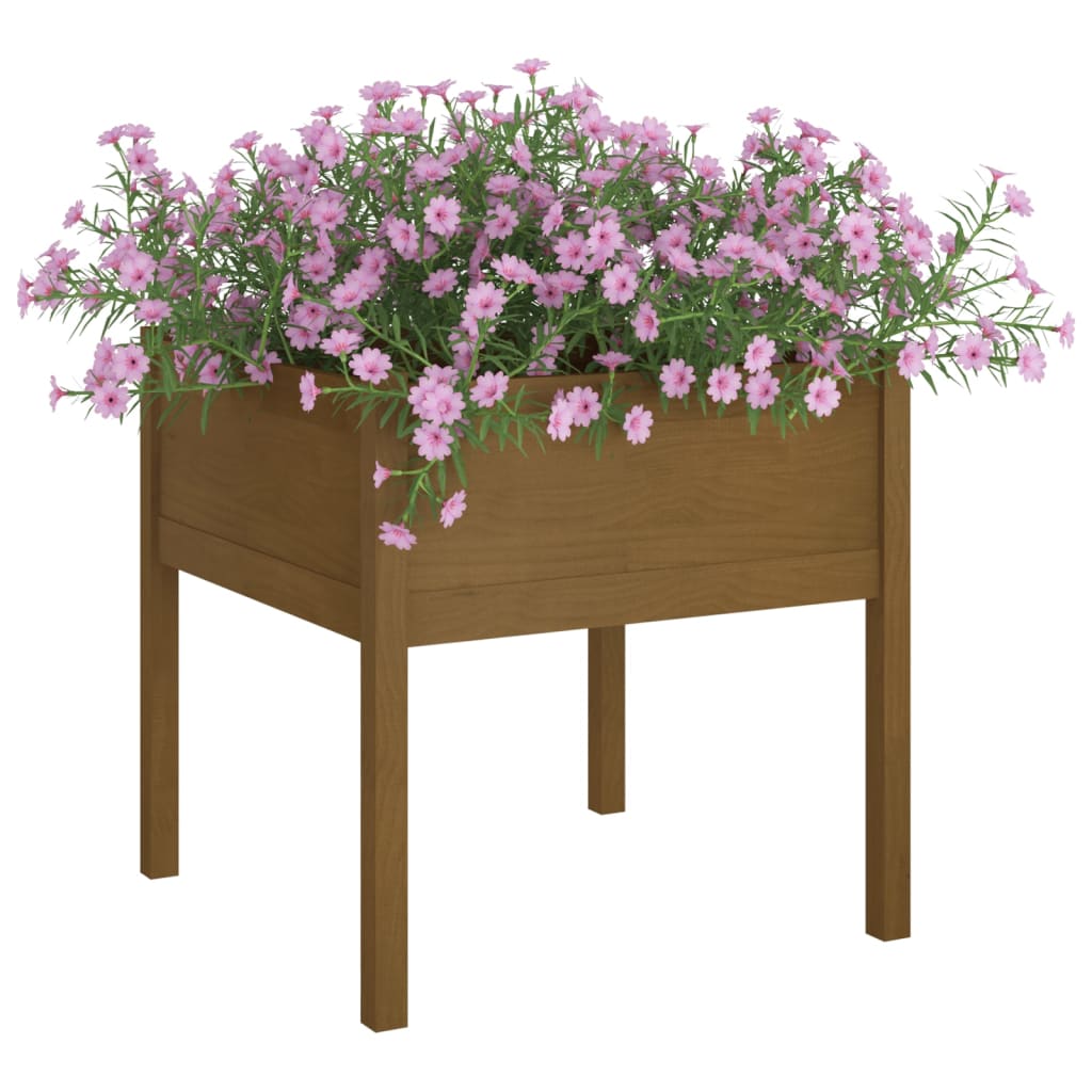 Plantenbakken 70X70X70 Cm Massief Grenenhout 2 Honingbruin