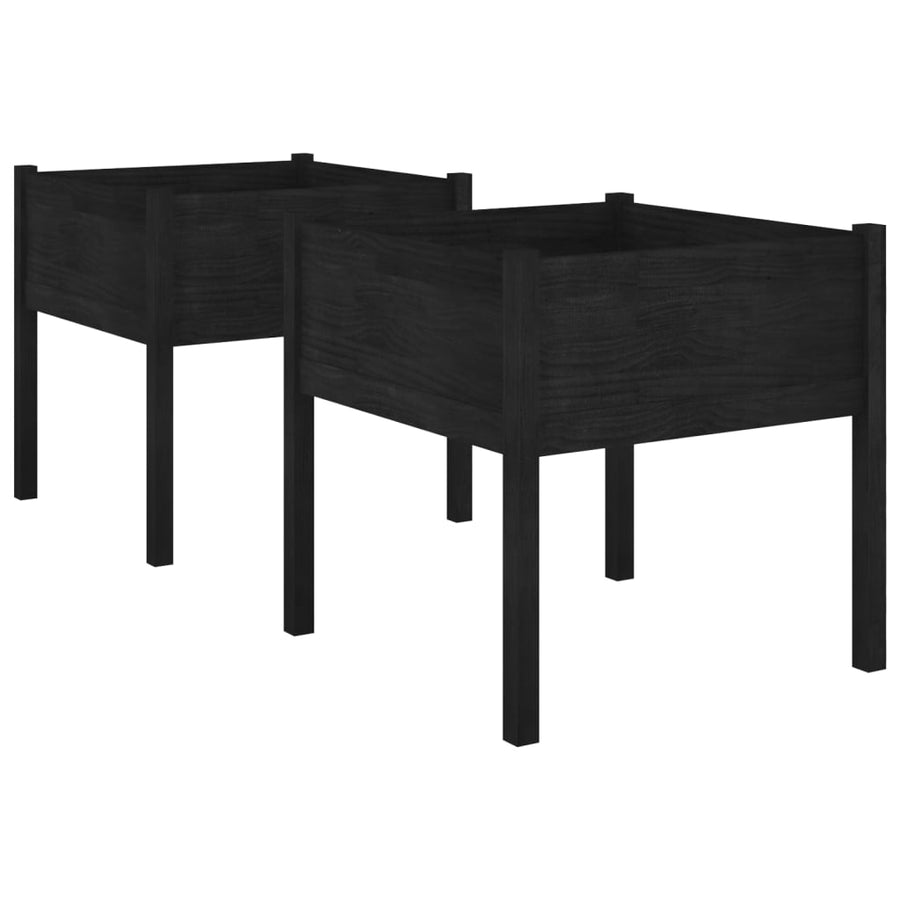 Plantenbakken 70X70X70 Cm Massief Grenenhout 2 Zwart