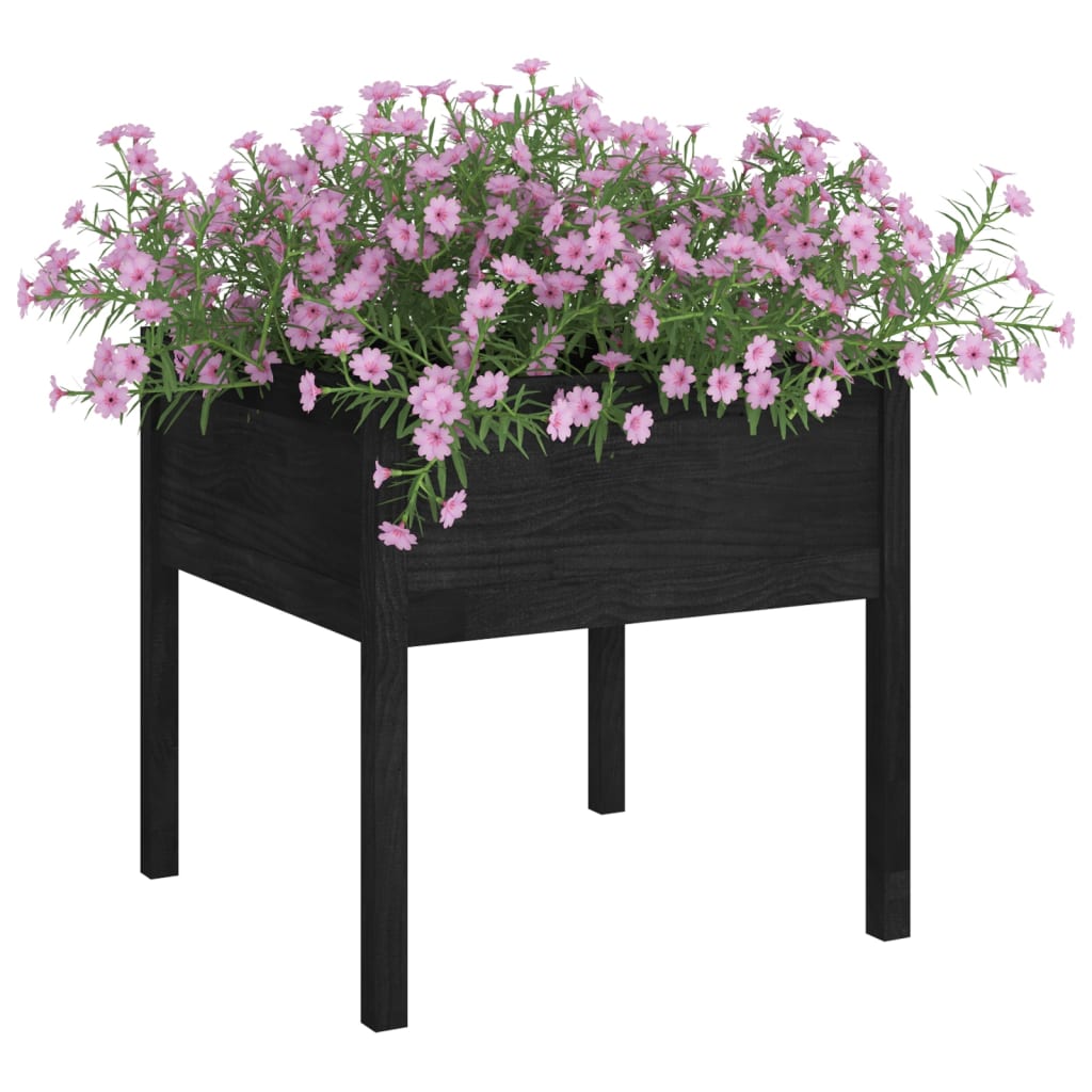 Plantenbakken 70X70X70 Cm Massief Grenenhout 2 Zwart