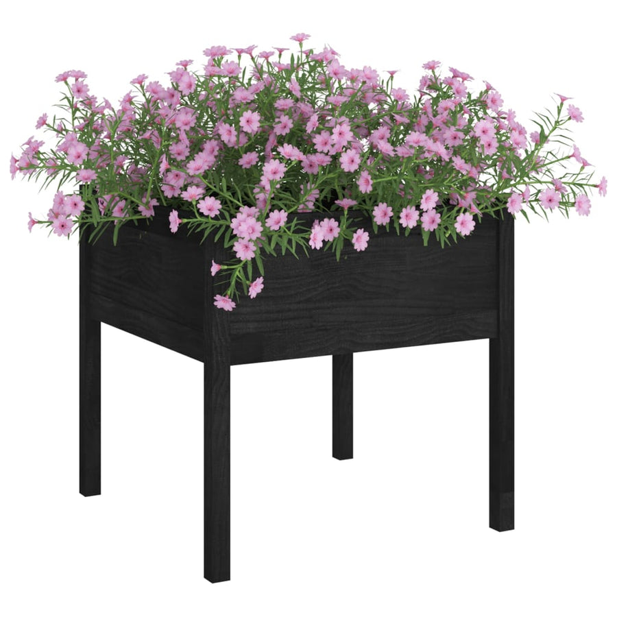 Plantenbakken 70X70X70 Cm Massief Grenenhout 2 Zwart