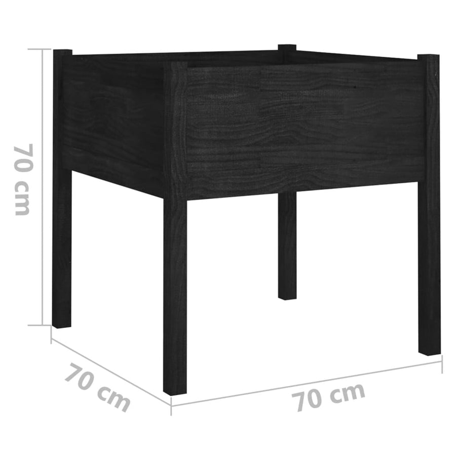 Plantenbakken 70X70X70 Cm Massief Grenenhout 2 Zwart