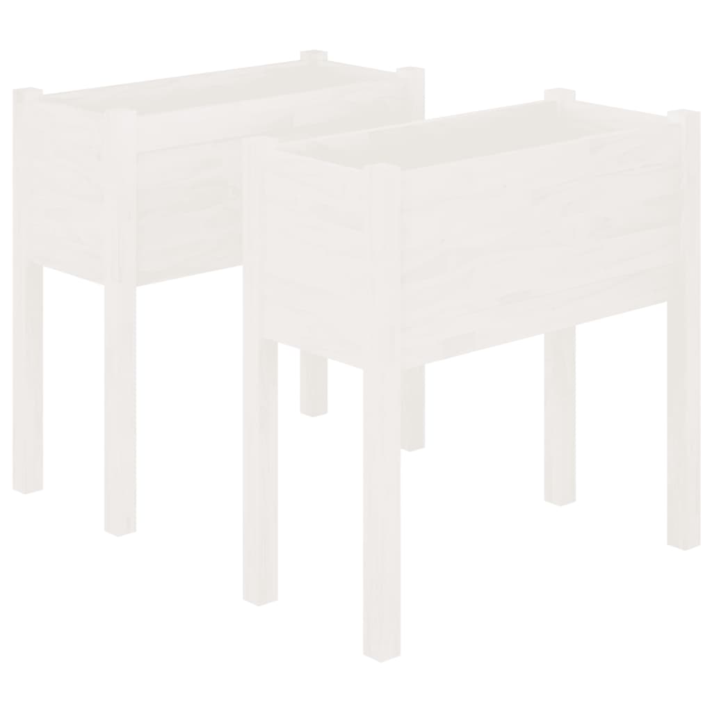 Plantenbakken 70X31X70 Cm Massief Grenenhout 2 Wit
