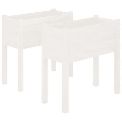 Plantenbakken 70X31X70 Cm Massief Grenenhout 2 Wit