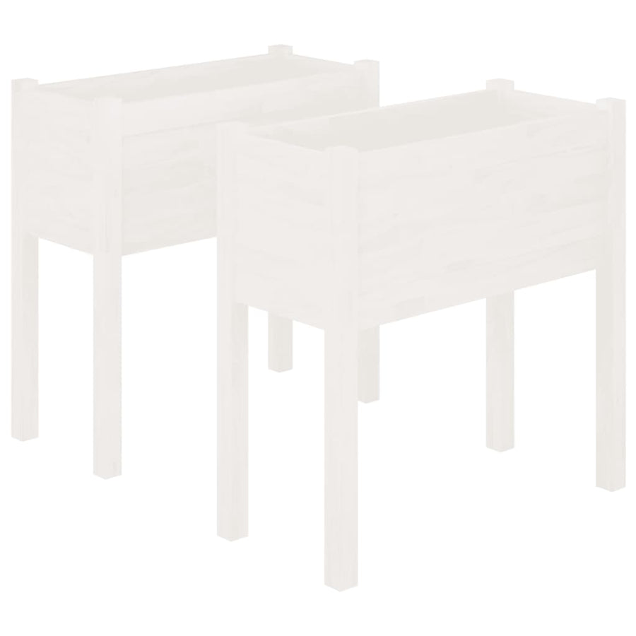Plantenbakken 70X31X70 Cm Massief Grenenhout 2 Wit