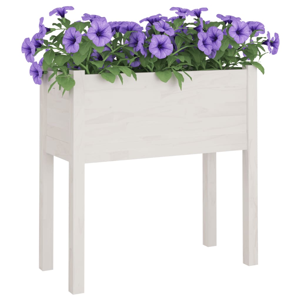 Plantenbakken 70X31X70 Cm Massief Grenenhout 2 Wit