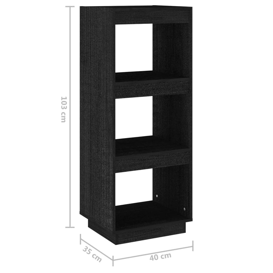 Boekenkast/Kamerscherm Massief Grenenhout 40 x 35 x 103 cm Zwart