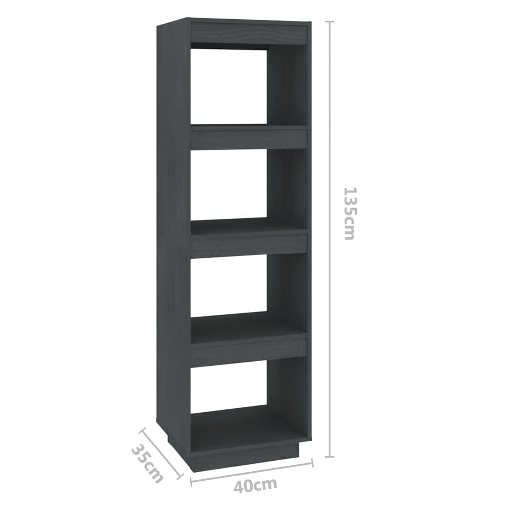 Boekenkast/Kamerscherm Massief Grenenhout 40 x 35 x 135 cm Grijs