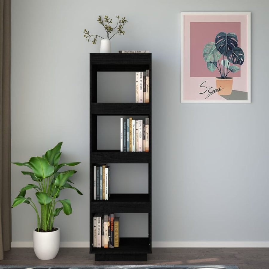 Boekenkast/Kamerscherm Massief Grenenhout 40 x 35 x 135 cm Zwart