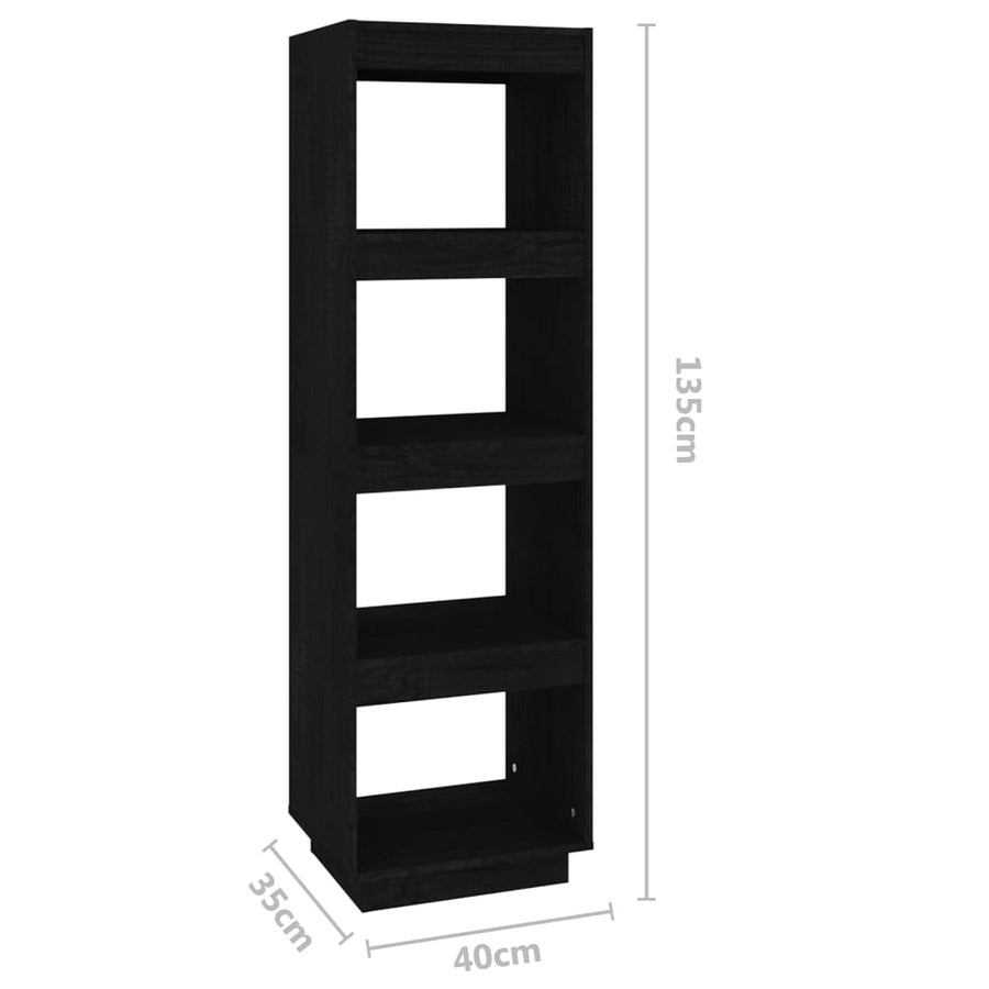 Boekenkast/Kamerscherm Massief Grenenhout 40 x 35 x 135 cm Zwart