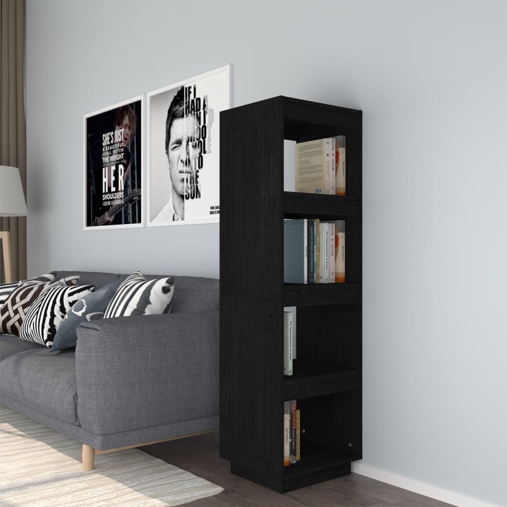 Boekenkast/Kamerscherm Massief Grenenhout 40 x 35 x 135 cm Zwart