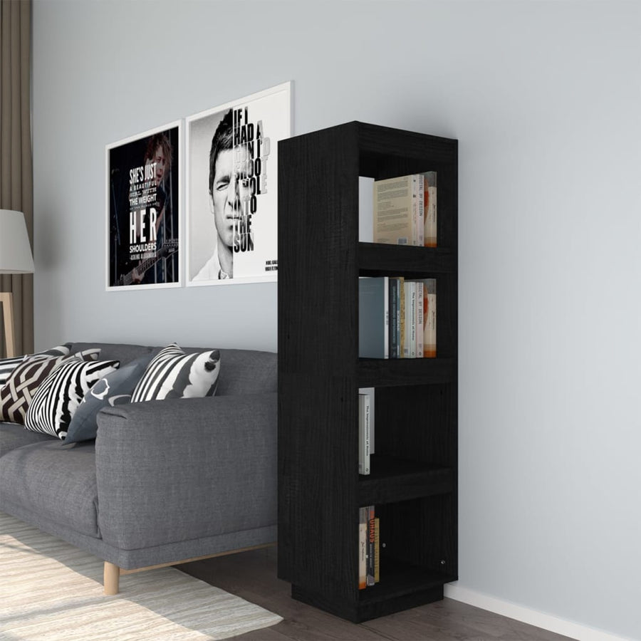 Boekenkast/Kamerscherm Massief Grenenhout 40 x 35 x 135 cm Zwart