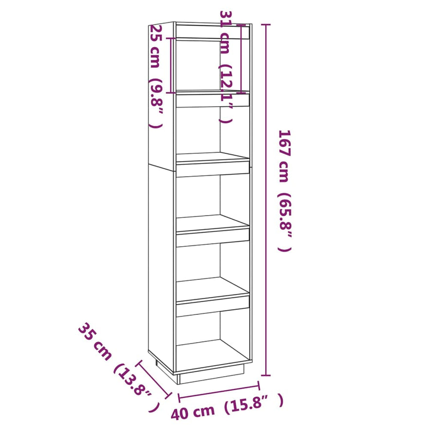 Boekenkast/Kamerscherm Massief Grenenhout 40 x 35 x 167 cm Grijs