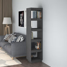 Boekenkast kamerscherm 40x35x167 cm massief grenenhout grijs