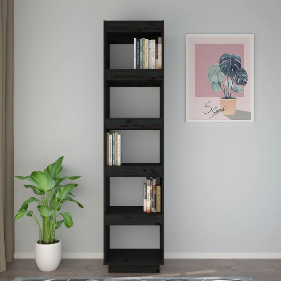 Boekenkast/Kamerscherm Massief Grenenhout 40 x 35 x 167 cm Zwart