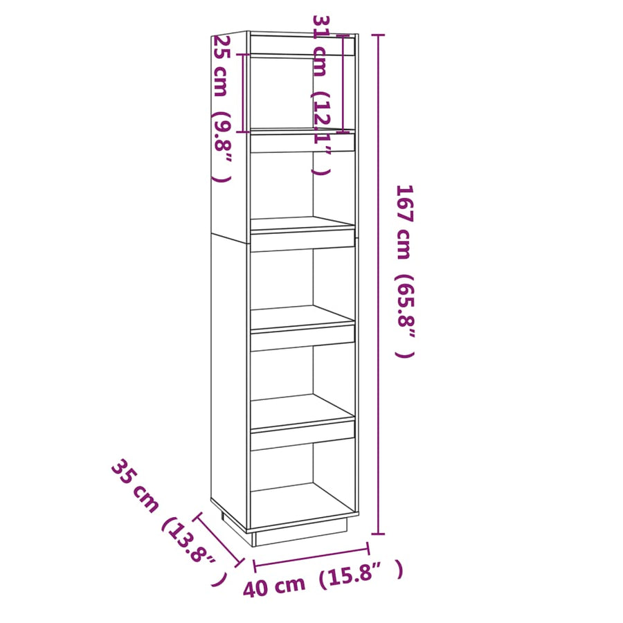 Boekenkast/Kamerscherm Massief Grenenhout 40 x 35 x 167 cm Zwart