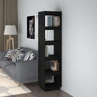Boekenkast kamerscherm 40x35x167 cm massief grenenhout zwart