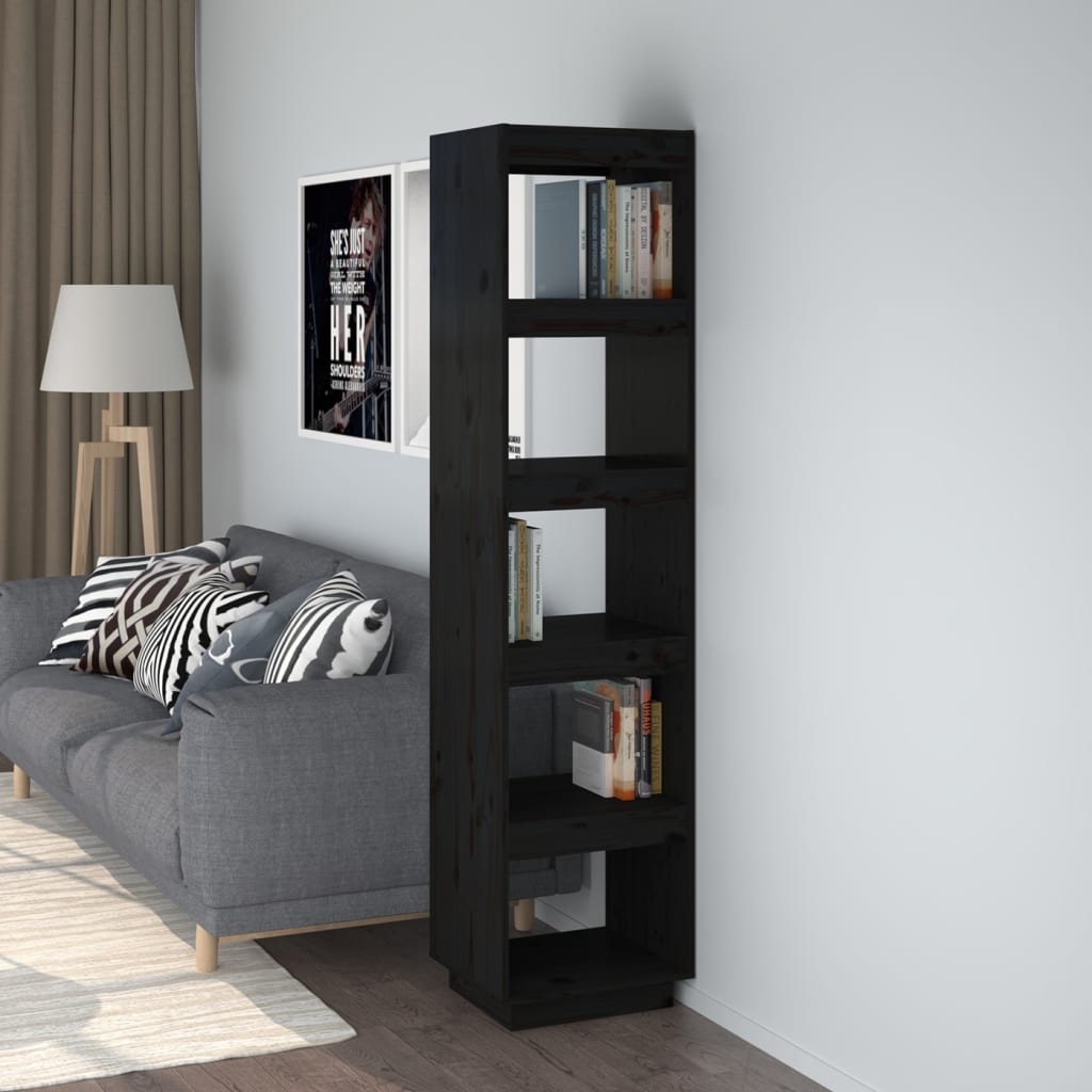 Boekenkast/Kamerscherm Massief Grenenhout 40 x 35 x 167 cm Zwart