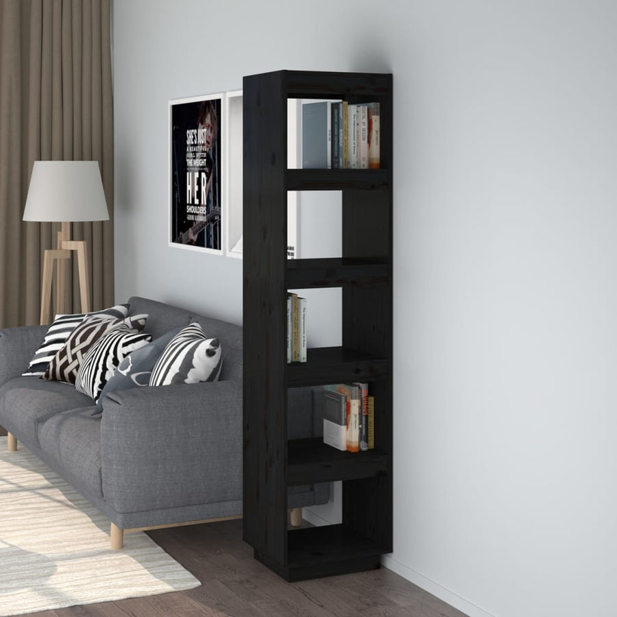 Boekenkast/Kamerscherm Massief Grenenhout 40 x 35 x 167 cm Zwart