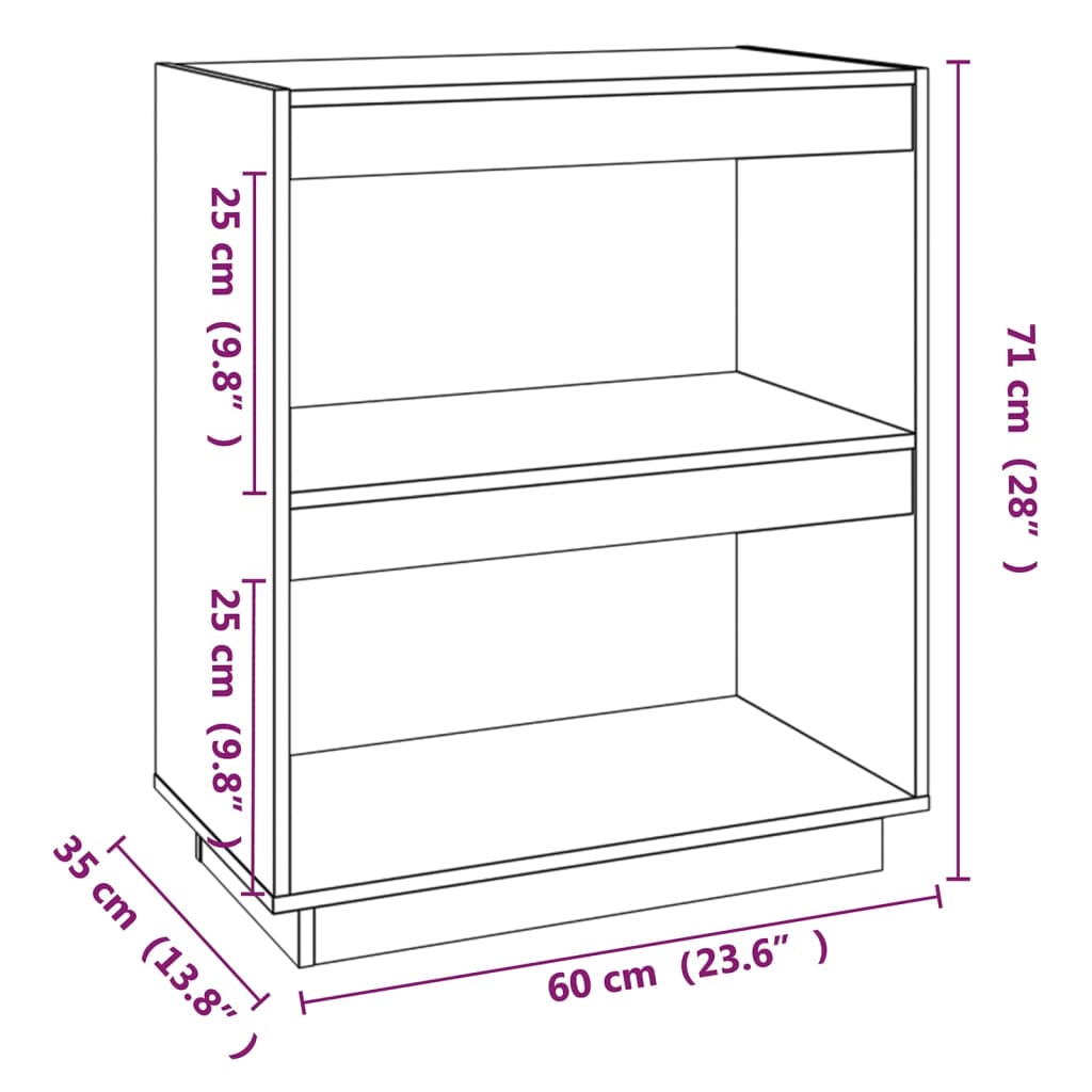 Boekenkast 60x35x71 cm massief grenenhout
