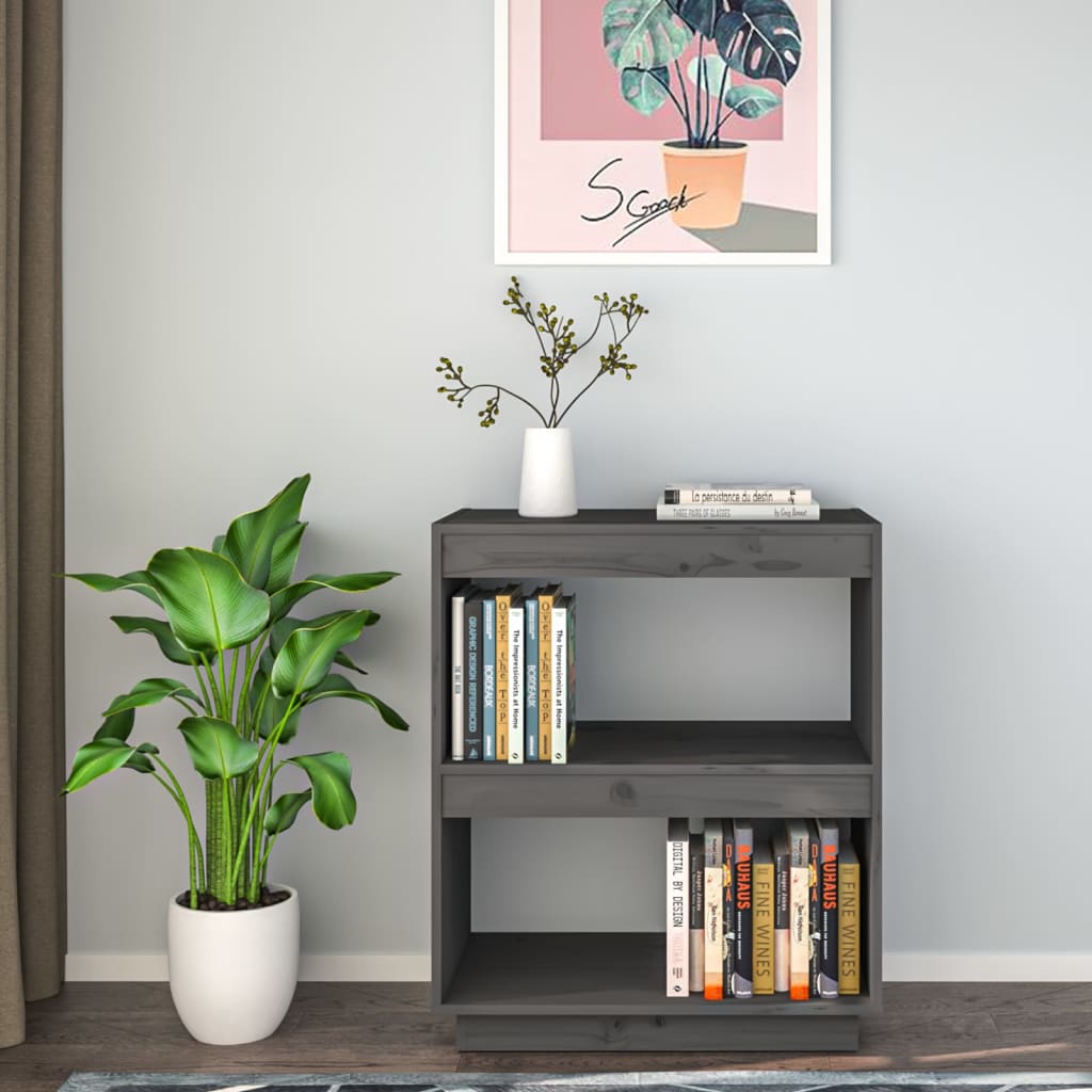 Boekenkast Massief Grenenhout 60 x 35 x 71 cm Grijs