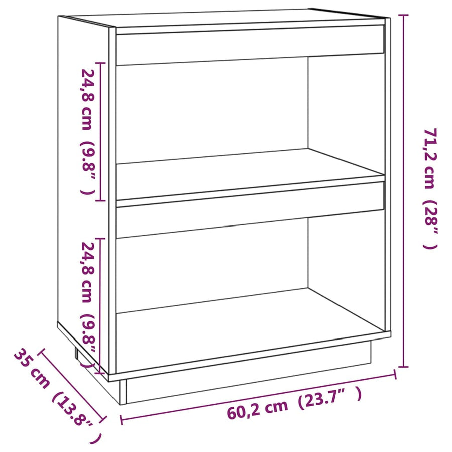 Boekenkast Massief Grenenhout 60 x 35 x 71 cm Grijs