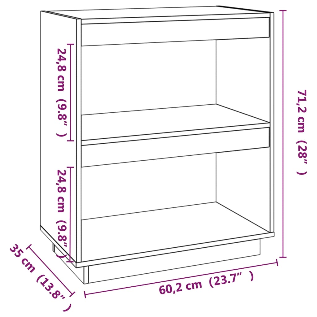 Boekenkast Massief Grenenhout 60 x 35 x 71 cm Honingbruin