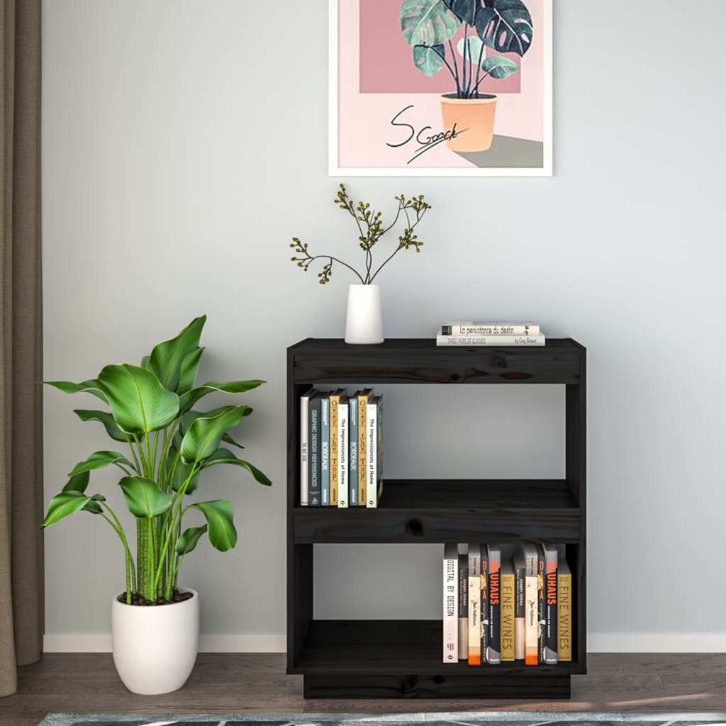 Boekenkast Massief Grenenhout 60 x 35 x 71 cm Zwart