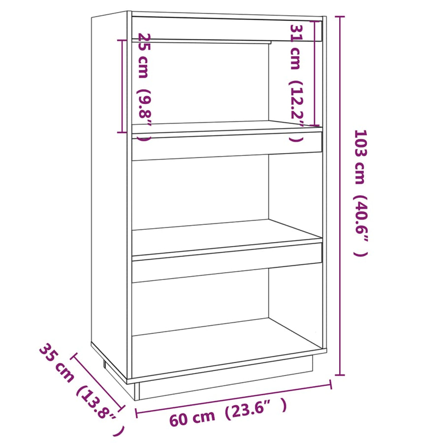 Boekenkast/Kamerscherm Grenenhout 60 x 35 x 103 cm Honingbruin