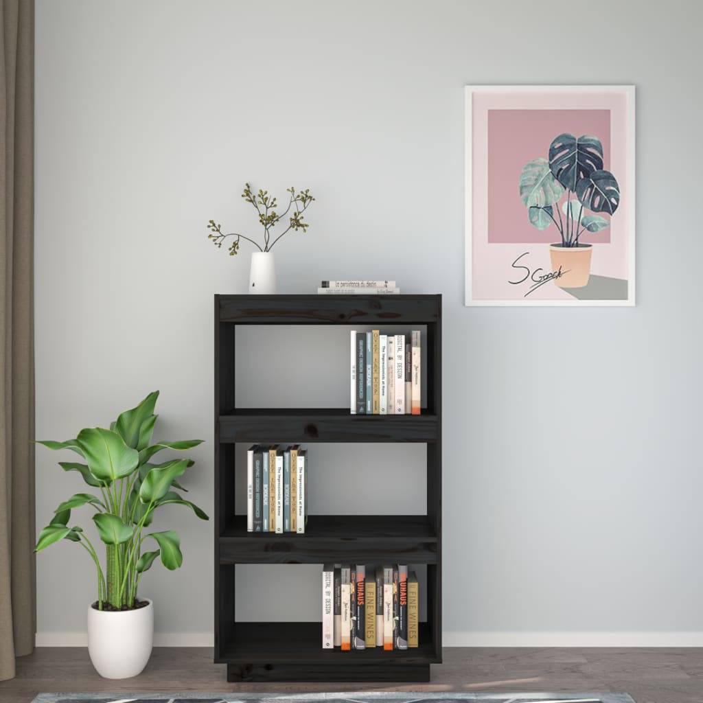 Boekenkast/Kamerscherm Massief Grenenhout 60 x 35 x 103 cm Zwart