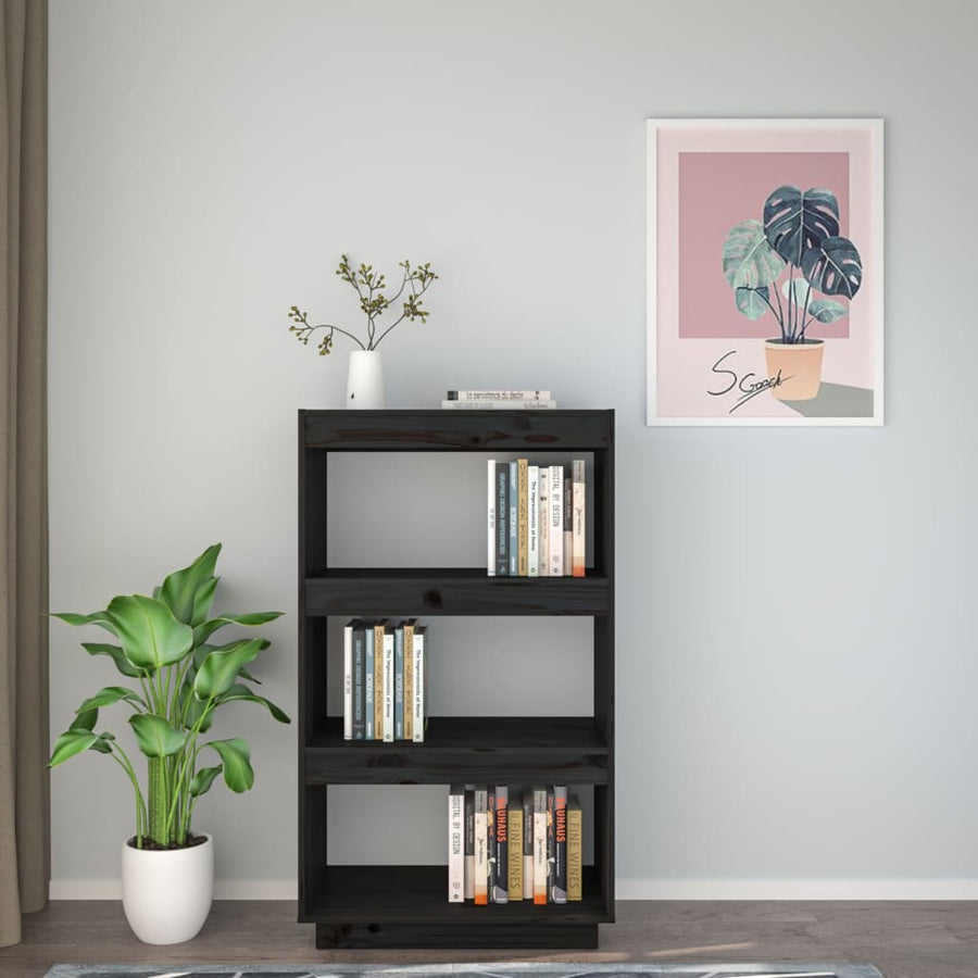 Boekenkast/Kamerscherm Massief Grenenhout 60 x 35 x 103 cm Zwart