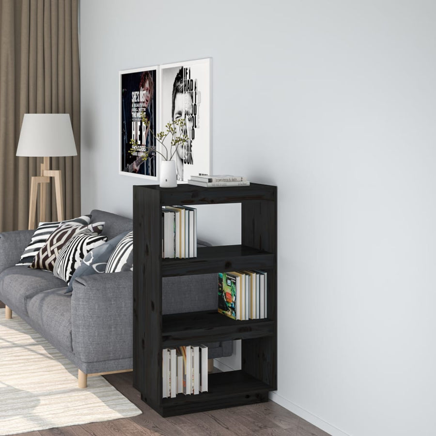 Boekenkast/Kamerscherm Massief Grenenhout 60 x 35 x 103 cm Zwart