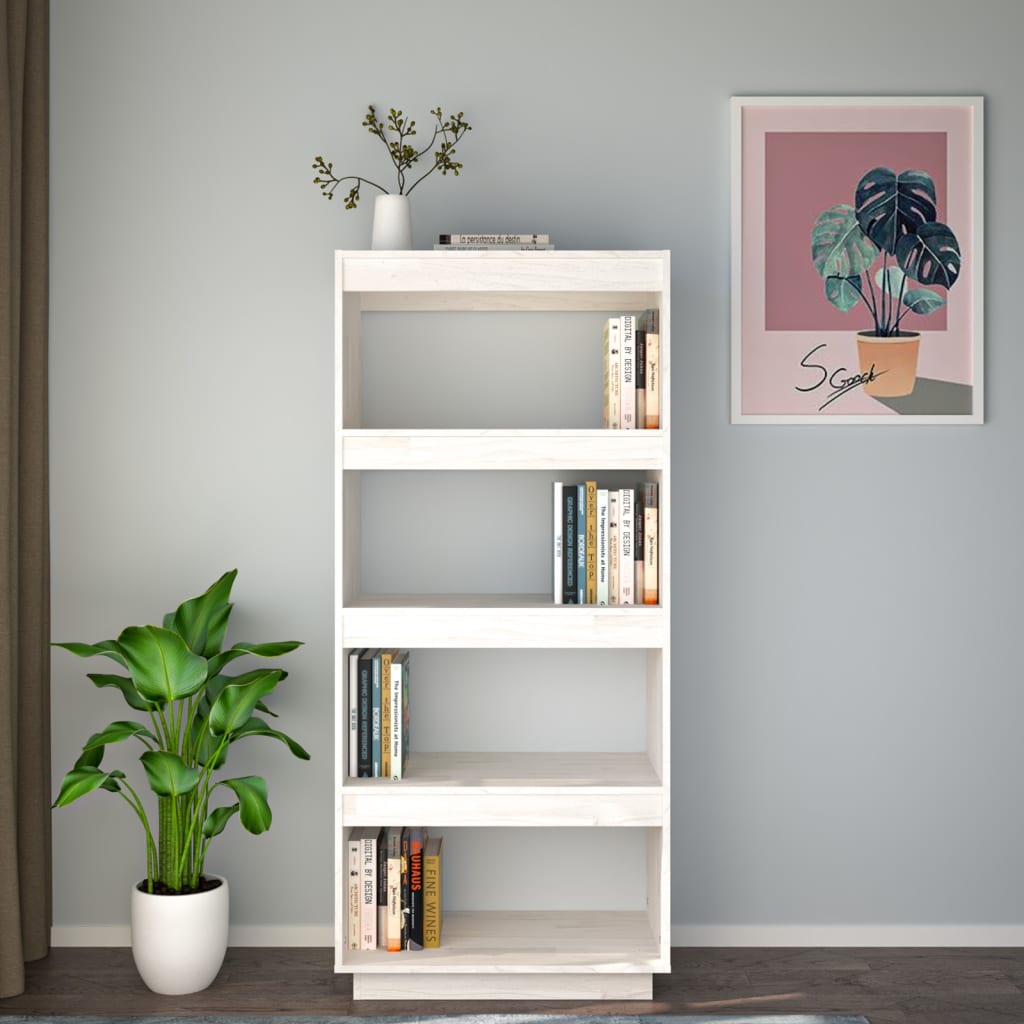 Boekenkast/Kamerscherm Massief Grenenhout 60 x 35 x 135 cm Wit